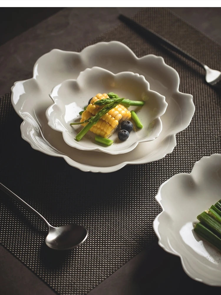 color petal household ceramic dish hotel restaurant tableware.