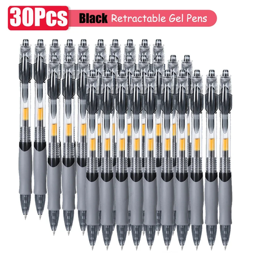 1–63 Stück einziehbares Gelschreiber-Set, Kugelschreiber mit schwarzer/roter/blauer Tinte zum Schreiben, 0,5 mm Nachfüllungen, Bürozubehör, Schulbedarf, Schreibwaren