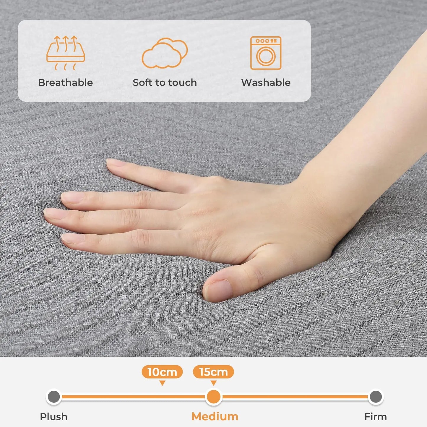 Vesgantti Klappmatratze, 15 und 8 cm große faltbare Gel-Memory-Schaum-Matratze, dreifach faltbar, für Reisen, Camping, Gästebett