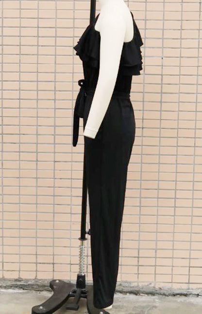 Summer Sexy Strapless Sleeveless Women's Party Jumpsuit Fashion Peplum Slim Fit Lace Up Elegant Female Office Jumpsuit Bottoms