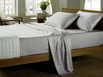 US-Europa-Größe, 1000 TC, 100 % ägyptische Baumwolle, Bettwäsche-Set, weiße, silberblaue Farben, individuell anpassbar