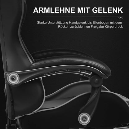GTPLAYER Gaming Stuhl mit Massage, Ergonomischer Schreibtischstuhl mit Fußstütze, Kopfstütze, Drehstuhl für Büro und Gamer