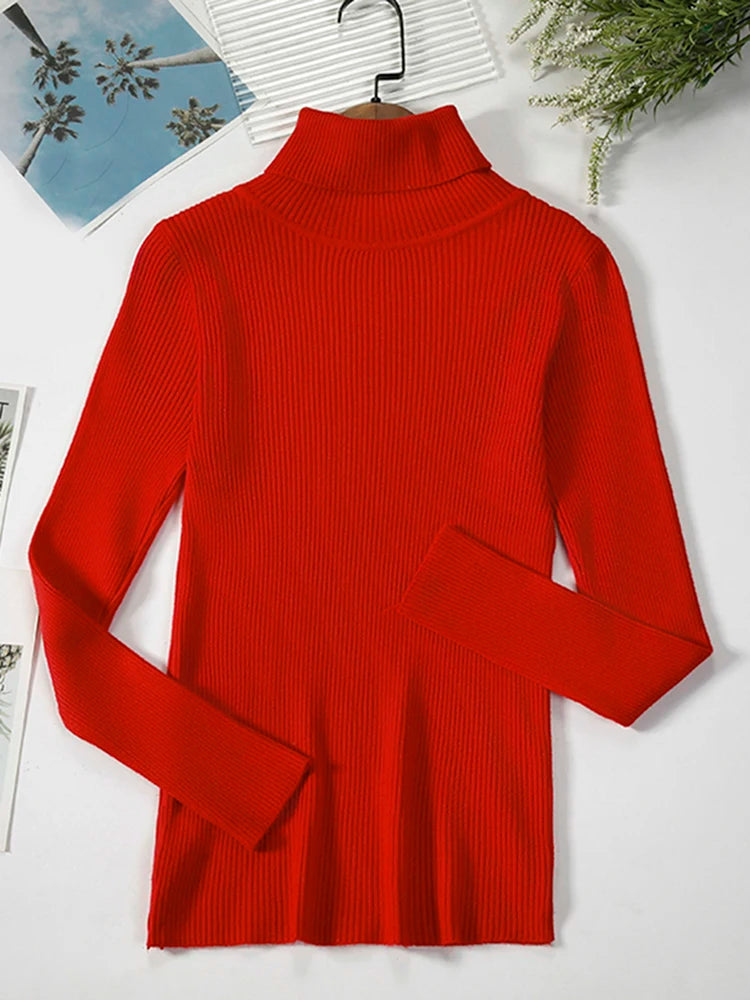 JMPRS Rollkragenpullover Frauen Mode Einfache Winter Pullover Jumper Hohe Elastische Gestrickte Herbst Weibliche Grundlegende Tops Casual Bluse