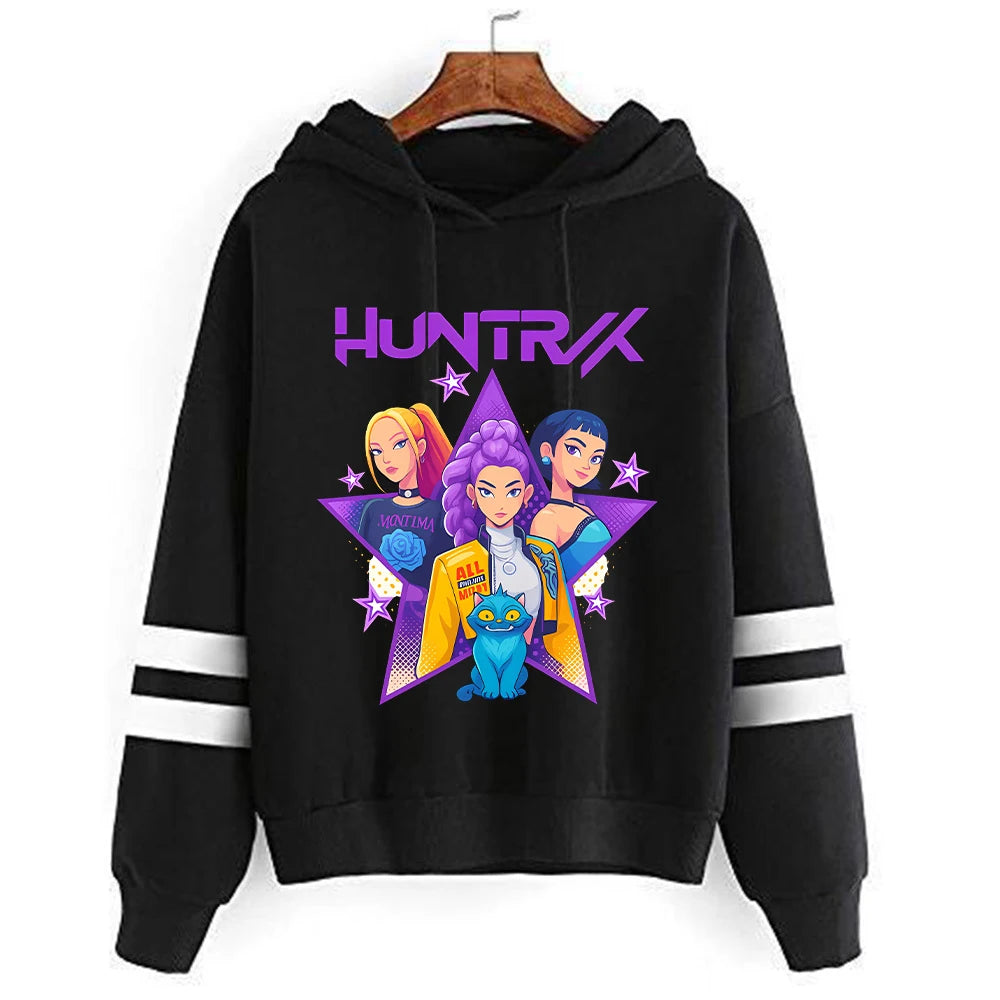 Kpop Demon Hunters Anime Hoodie Woman Clothing Saja Boys Cosplay Cartoon Graphic Sweatshirts Y2k Daily Casual Hooded Pullovers.