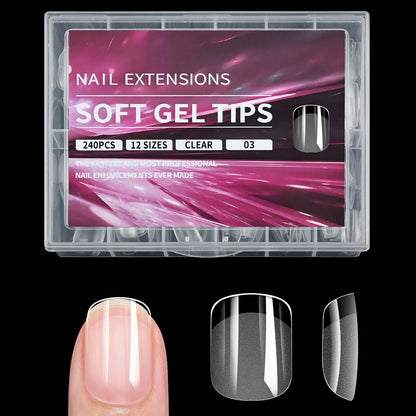 240PCS/Box False Nail Tips Square Straight Extra Long Half Cover Nails Artificial Acrylic False Nail Tips Press On Manicure Tool.