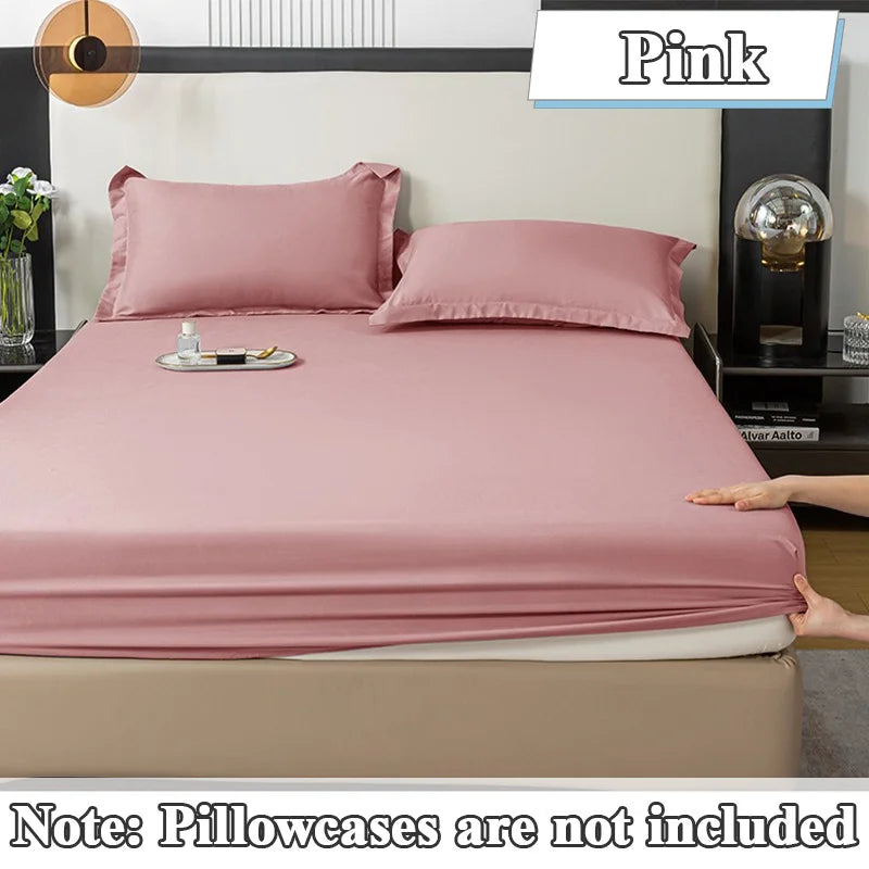 1Pc Fitted Bed Sheet With Elastic Band Solid Color Anti-slip Adjustable Mattress Cover for Single Double (No Pillowcase）