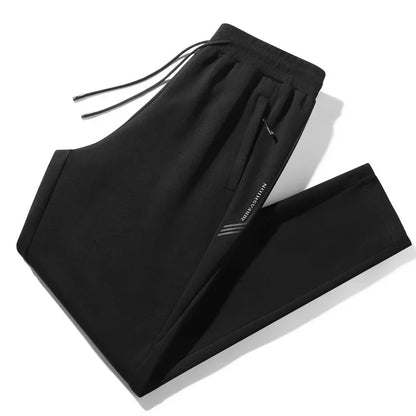 Herbst/Winter Fleece-gefütterte Herren-Hose mit Reißverschluss, warmes Fuß, Freizeithose, Übergröße, lockere Passform, gerade Bein-Jogginghose, trendig.