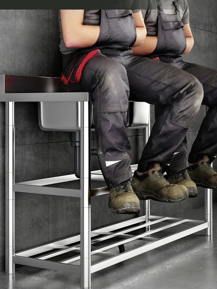 Free Standing Whole Body 100% Stainless Steel 304 Vegetables Wash Basin Kitchen Sink Pool with Bracket and Board