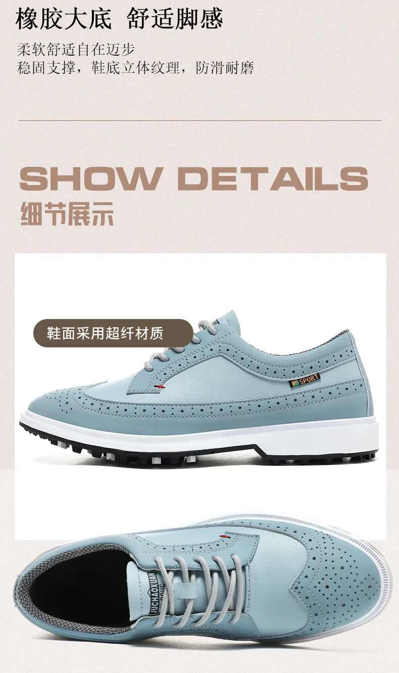 Fashion Men Golf Shoes Leather High-Quality Sports Shoes Non-Slip Waterproof Golf Professional Training Shoes Large Size 39-47.