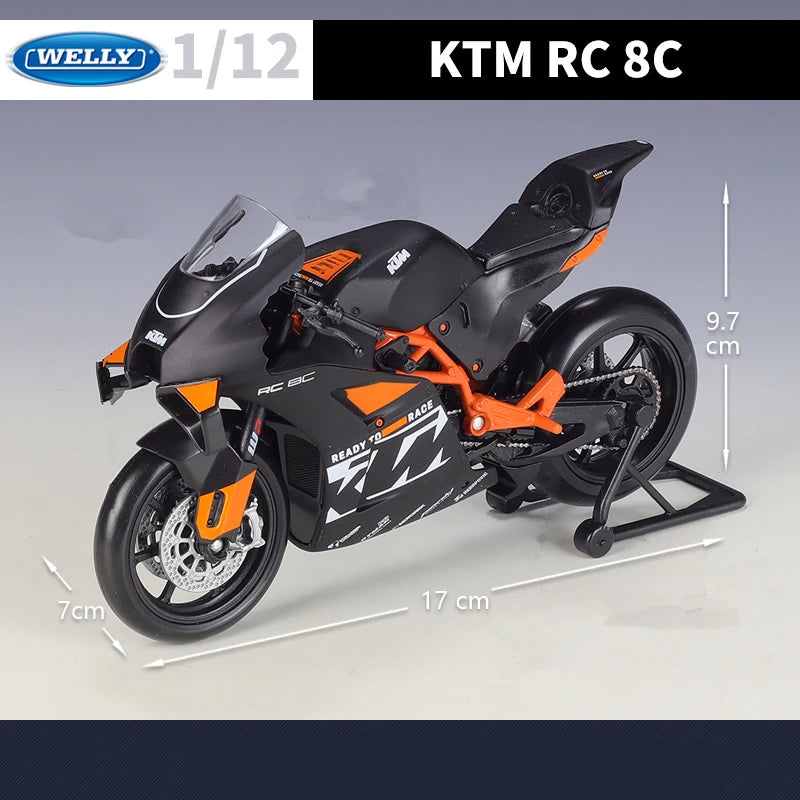 Welly 1:12 KTM RC 8C Alloy Road Racing Motorcycle Model Diecast Metal Street Sports Cross-country Motorcycle Model Children Gift.