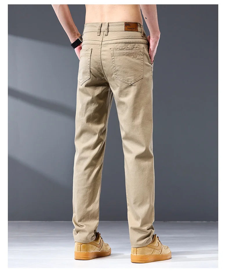 Seven-Color Stretch Jean Men's Trendy Wild Simple 97% Cotton High-End Slim-Fitting Small Straight Casual Men's Clothing Trousers