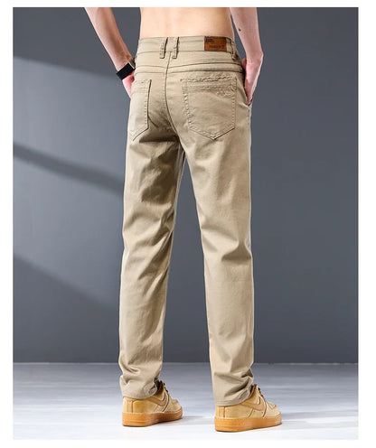 Seven-Color Stretch Jean Men's Trendy Wild Simple 97% Cotton High-End Slim-Fitting Small Straight Casual Men's Clothing Trousers