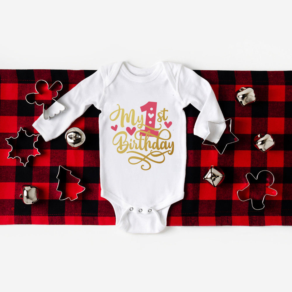 Mein erster Geburtstag Bodys Körper Baby Kleidung Kinder Overall Geburtstag Party Geschenk Jungen Mädchen Strampler Säugling Winter Mode Overall.