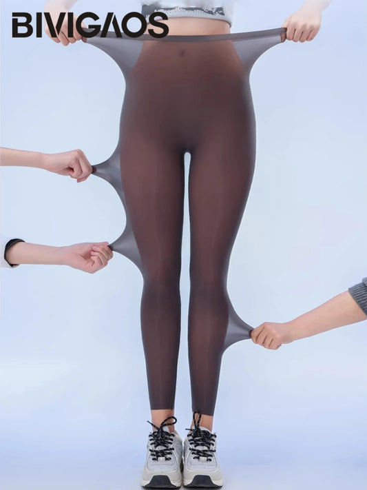 BIVIGAOS Summer Ultra-Thin Skin Sunscreen Leggings Women High Elastic Transparent Facial Mask Underwear Tight Sexy Sport Legging.