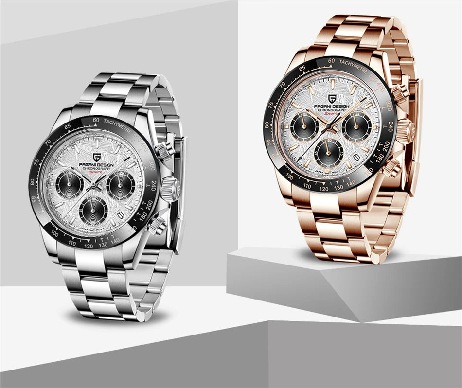 40mm New V2 PAGANI DESIGN Men's Quartz Watches Sapphire Retro Chronograph Stainless Steel Waterproof Watch Men Relogio Masculino.