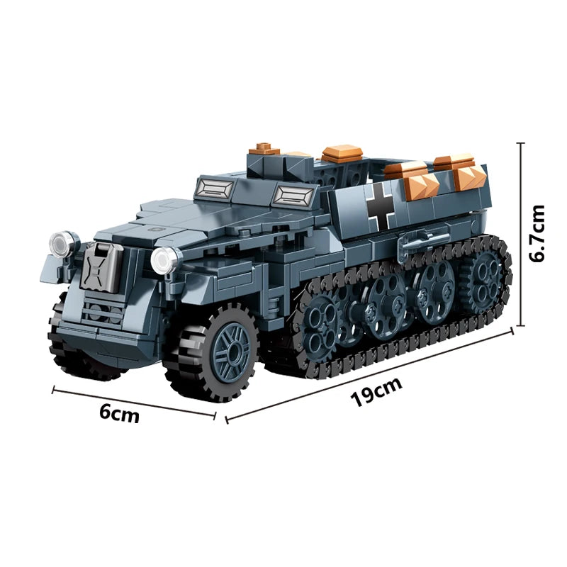 World War 2 WW2 Army Military Soldiers Armor Halftrack Main Station Tank Building Blocks Bricks Model DIY Assembly Toys For Kids.