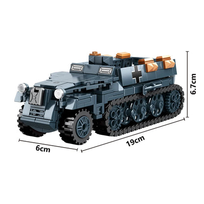 World War 2 WW2 Army Military Soldiers Armor Halftrack Main Station Tank Building Blocks Bricks Model DIY Assembly Toys For Kids.
