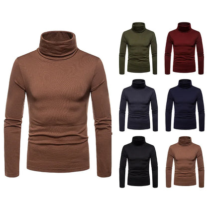 Turtleneck Pullovers Sweaters Men 2020 Autumn Winter Solid Color Long Sleeve Knitting Sweater Thickening Men's Bottoming Shirt.