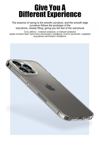 Luxury Clear Silicone Phone Case For iPhone 16 15 14 13 12 11 Pro Max XR X XS 7 8 Plus Shockproof Transparent Bumper Back Cover.