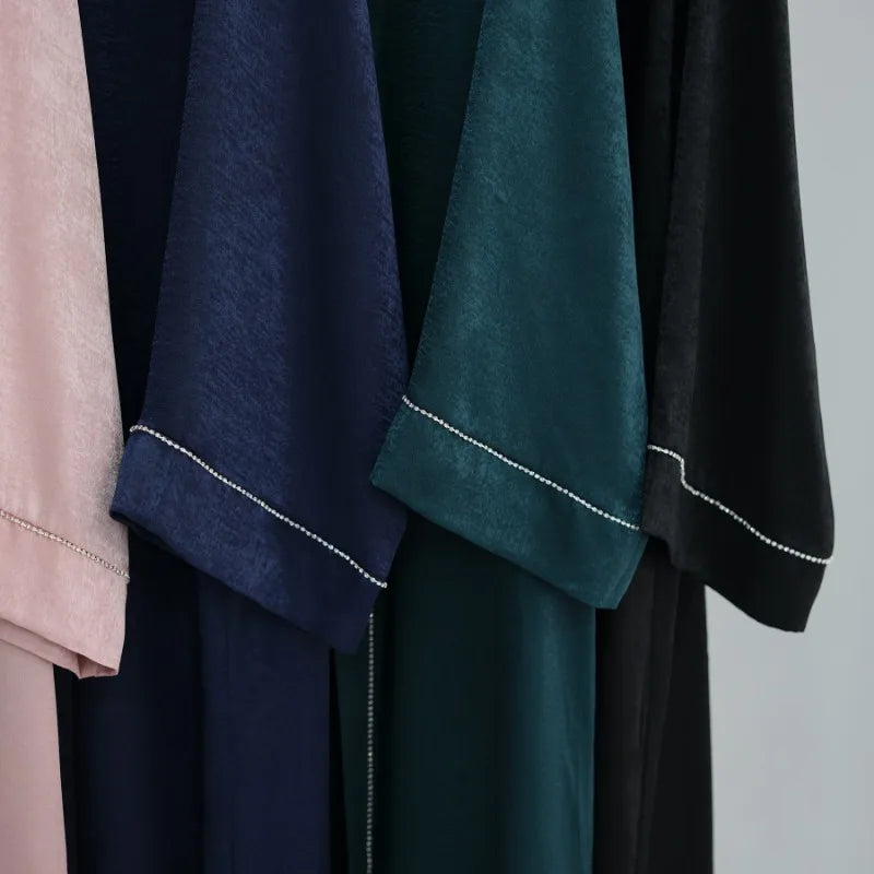 2024 Muslim Modest Cardigan for Women Eid Arab Abaya Dubai Dress Islamic Daily Long Sleeve Clothing Turkey Solid Color Coat Robe