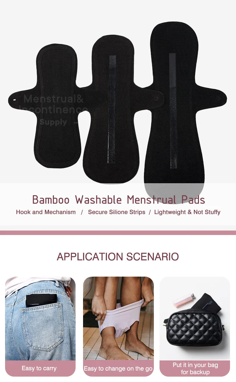 Eco-cotton Reusable Panty Liner Washable Soft Women's Menstrual Pad Sanitary High Absorbency Period Cloth Pads Breathable.