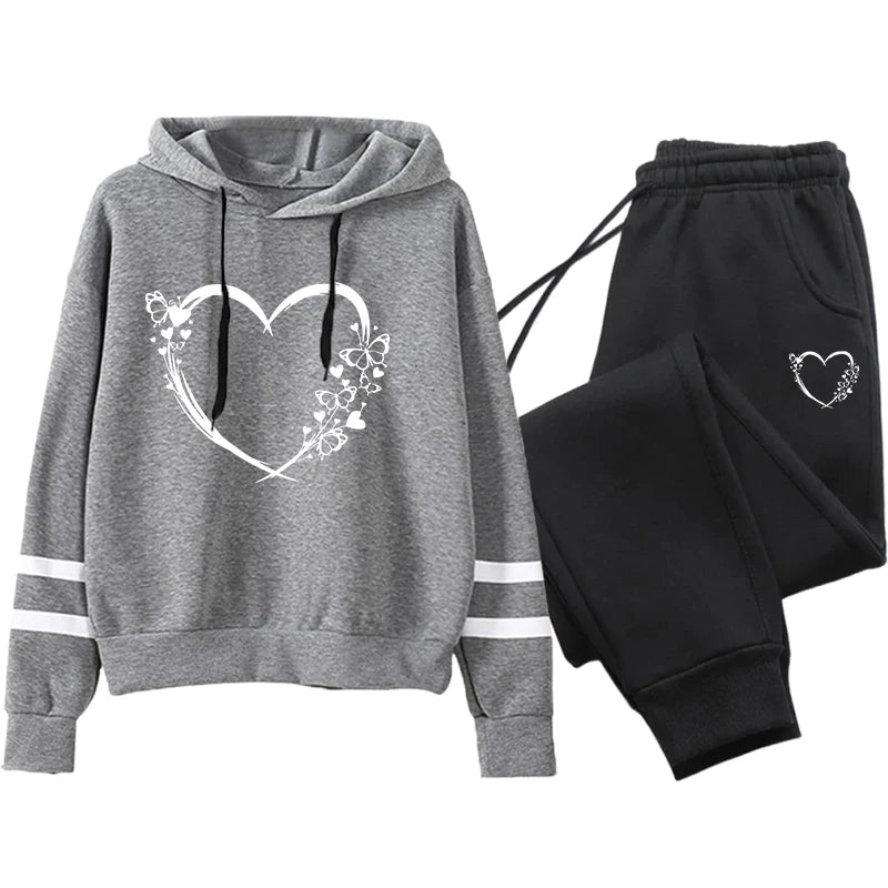 Loose and Comfortable Two Piece Set for Women Stripe Women's Tracksuit 2025 Women's Sports Suit Casual Hoodie Daily Jogging Sets.