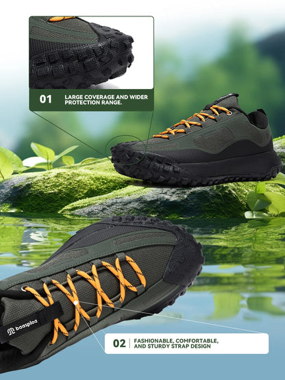 Baasploa Wanderschuhe Herren Outdoor Wasserdicht Camping Beständig Rutschfeste Turnschuhe Männlich Lässig Leichte Schnür-Wanderschuhe.