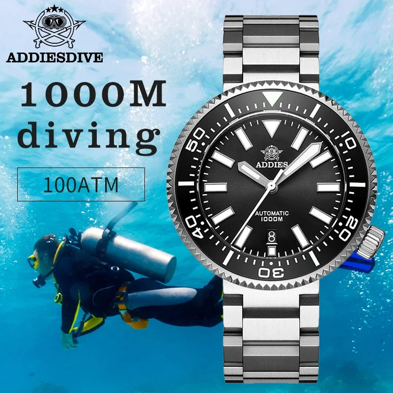 ADDIESDIVE Men's Diver's Watches 1000m Sapphire Glass Super Luminous Calendar NH35A Automatic Mechanical Wristwatch Luxury Watch.