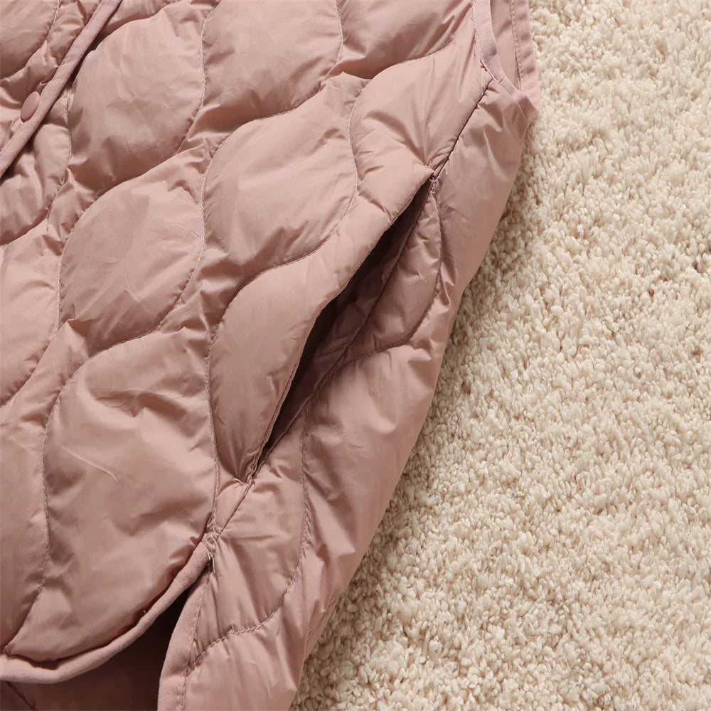 2024 neue Ankünfte Frauen Mode Ultraleicht Dünne Mit Kapuze Unten Jacken Frühling Winter Weiblichen Koreanischen Slim Fit Ärmellose Puffer Mantel.