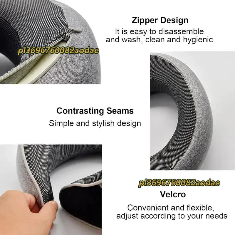 Travel Neck Pillow Memory Foam U-shaped Pillow Snail Style Travel Neck Support Portable Adjustable Soft Noon Break Sleep Pillows.
