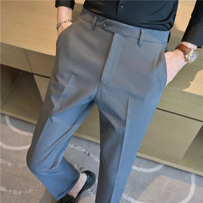 Men Suit Pants 2025 Elastic Slim Fit Formal Dress Pants Solid Casual White Trousers Pantalon Homme Wedding Party Men Clothing