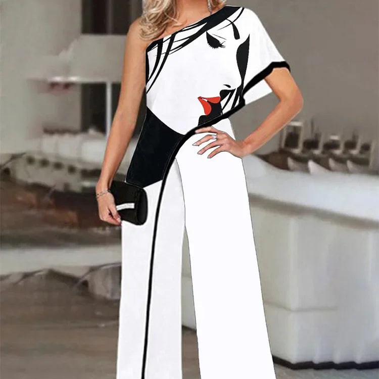 2024 Amazon Independent Station Women's Jumpsuit Slimming Fashionable Color Blocking Women's Trousers Jumpsuit Casual Style.