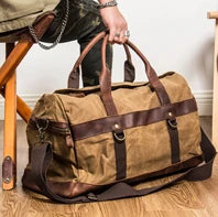 Wasserdichte gewachste Canvas Leder Herren Reisetasche Handgepäcktasche Handgepäck Große Tragetasche Vintage Herren Duffle Wochenendtasche große Übernachtung.