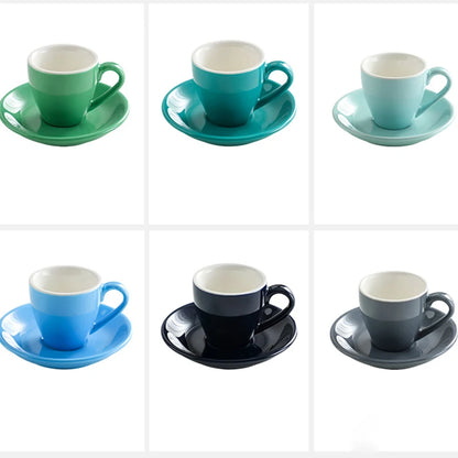 80ml Ceramic Coffee Cup and Saucer Espresso Cups Porcelain Afternoon Teacup Breakfast Milk Mug Cute Pottery Mugs Wholesale.