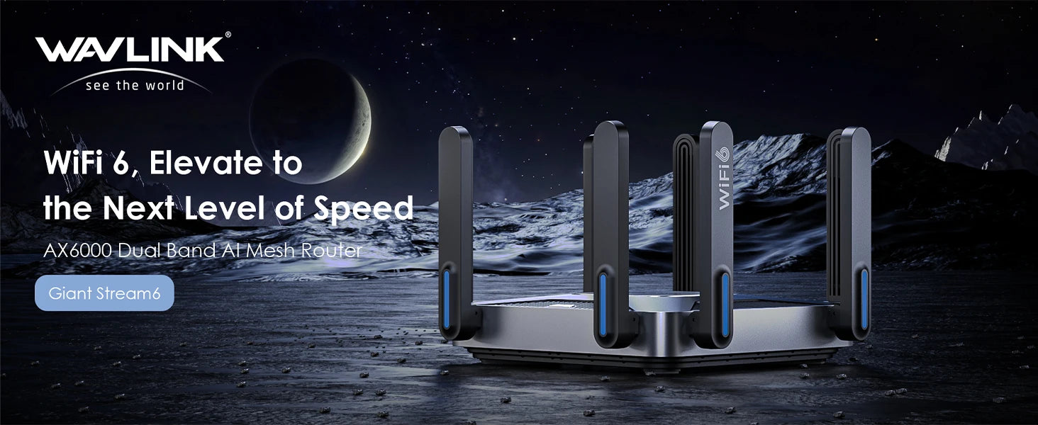WAVLINK WiFi 6 Gigabit Router AX6000 Dual-Band 5GHz 2.4GHz Wireless Mesh Router 2500Mbps WAN/LAN with 8x5dBi High Gain Antennas.