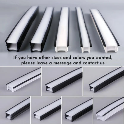 Black Flexible LED Neon Rope Lamp Silicone Tube Diffuser Recessed Channel For WS2811 WS2812B Waterproof Ribbon Neon Strip Lights.