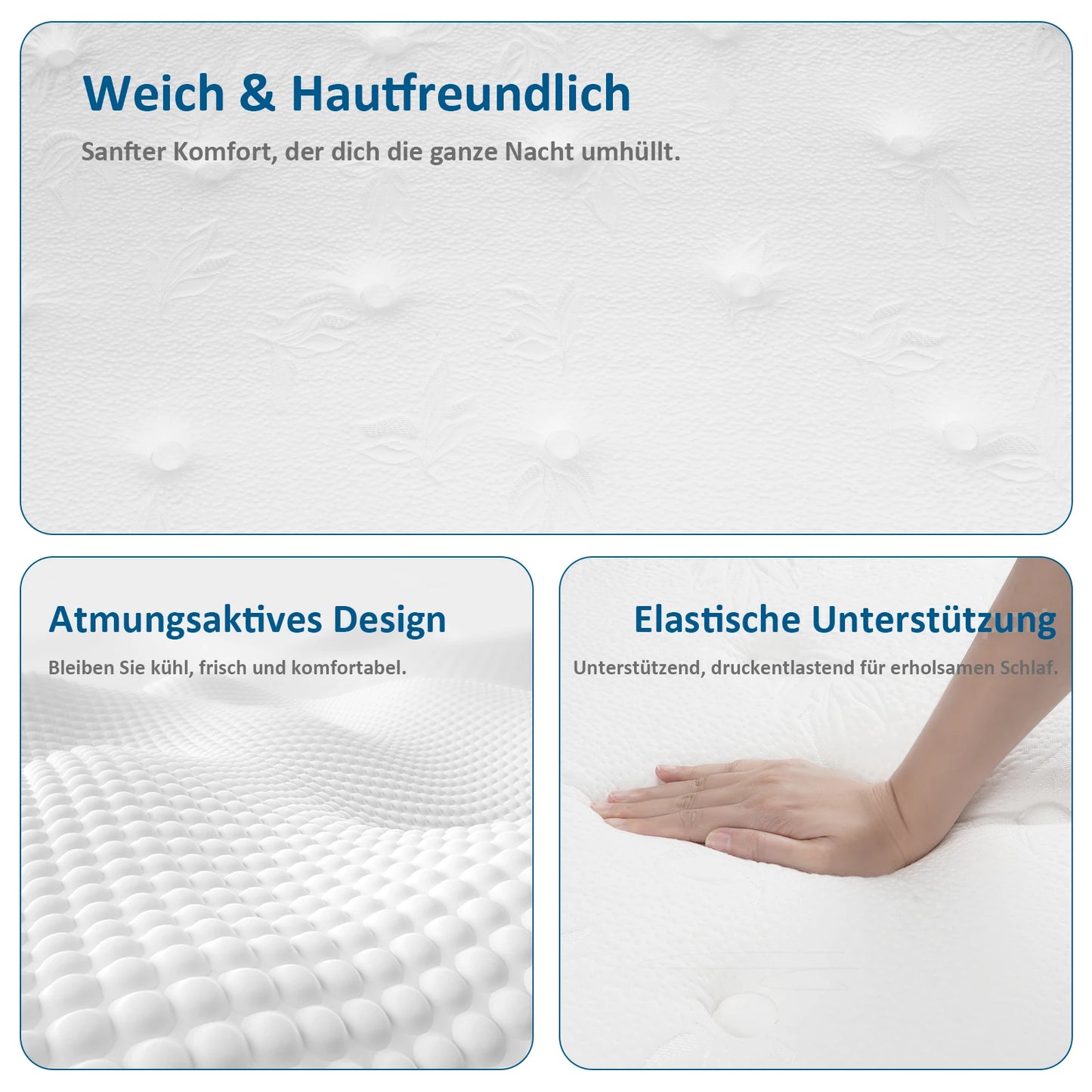 Taschenfederkernmatratze 25cm H3 - 7-Zonen mit Diatomenschaum & orthopädischem Support