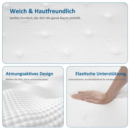 Taschenfederkernmatratze 25cm H3 - 7-Zonen mit Diatomenschaum & orthopädischem Support