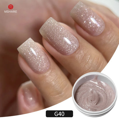 MSHARE 50g/250g Shimmer Pink White Acrylic Gel TPO Free Glitter Shiny Extension Acryl Hard Gel Nails Sculpting Construction