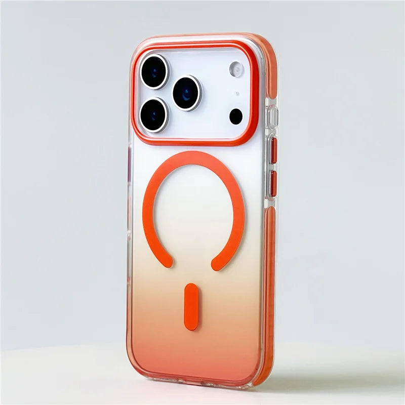 Gradient Color Matte Shockproof Magsafe Case For iPhone 17 Air 16Pro 17Pro Max Hybrid Wireless Charge Magnetic Hard Back Cover.