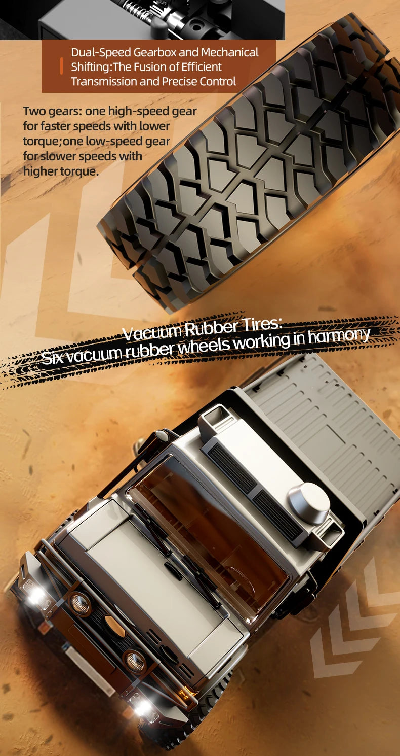 C8823 6WD RC Car 1/18 Off-road Remote Control Vehicle 2.4G High Speed Climbing Transport Rescue Crawler Model Toys for Children.