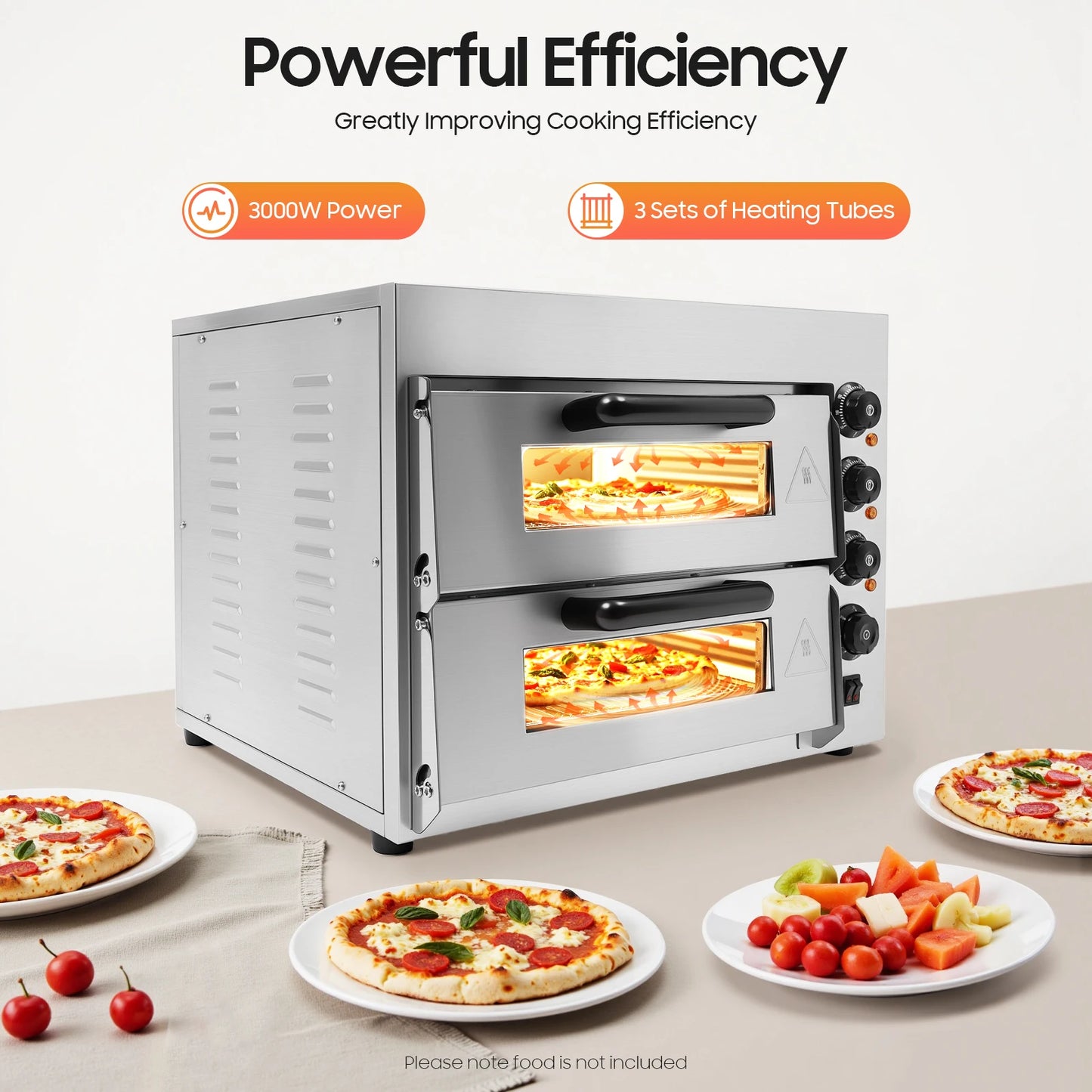 3000 W Pizzaofen 2 Etagen Toaster Bäckerofen Edelstahl Elektrischer Pizzaofen Backmaschine Elektrischer Backofen Küche Micr
