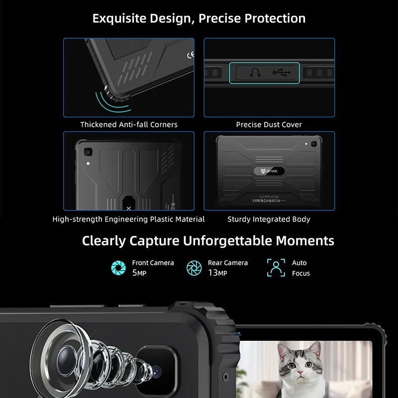 BMAX tablet I10S Pro Three-proof tablet Max14GB Memory(6GB+8GB) 128GB Storage Android 14 UNISOC T616 ARM Mail G57 4G Full Netcom.