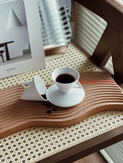 70ml White Cone Coffee Cup And Saucer Set Office Coffeeware Ceramic ESPRESSO Glass Cappuccino Mug Bone China Demitasse Teacup.