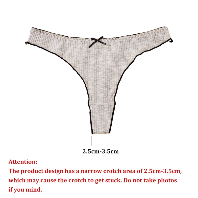 3Pcs Women's Thong Low-rise Panties Solid Color Cotton Lingerie Sexy Thongs Fashion Casual Underwear Comfort Fit Women's Tangas.
