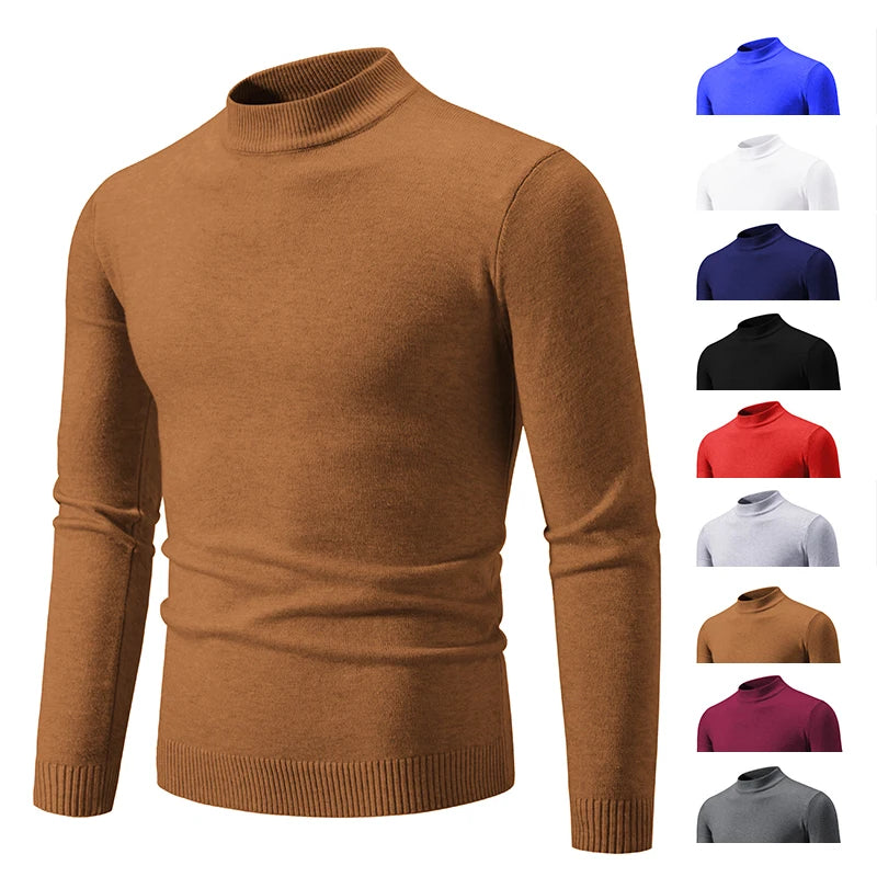 New Autumn Winter Designer Fashion Half Turtleneck Knitted Sweater High Quality Mens Casual Solid Color Warm Women Sweaters.