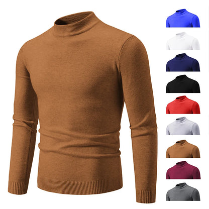 New Autumn Winter Designer Fashion Half Turtleneck Knitted Sweater High Quality Mens Casual Solid Color Warm Women Sweaters.