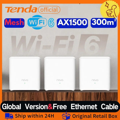 AX1500 Mesh WiFi 6 Router Tenda Mesh MX3 WiFi6 Gigabit WIFI Router 2.4G 5G Dual-Band Whole home wifi mesh Cover 3500sq.ft.