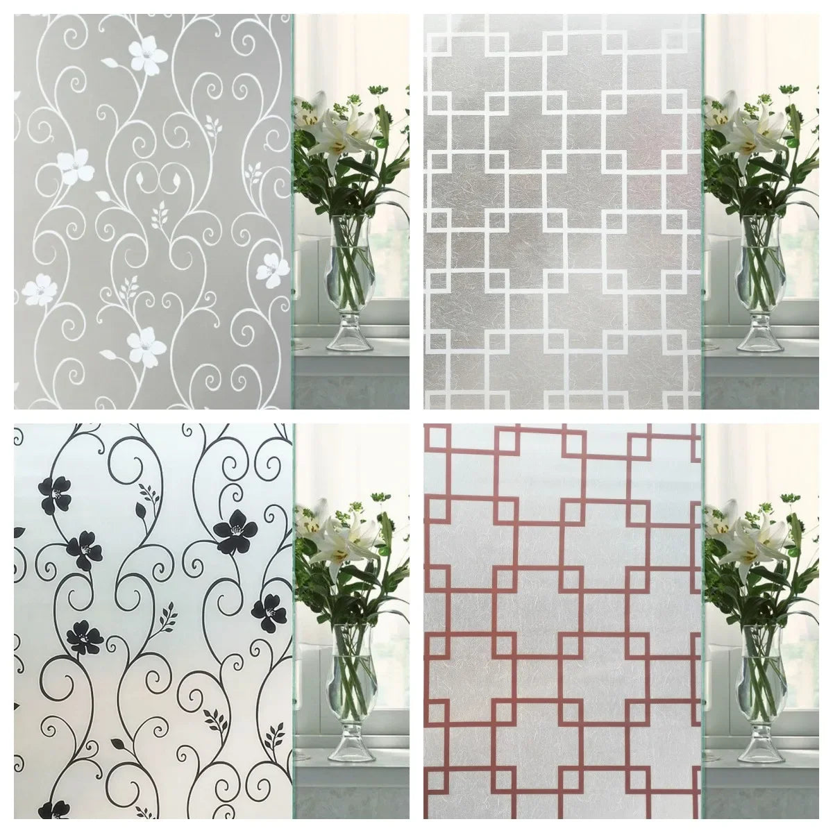 Frosted Window Film Privacy Stickers Opaque Vinyl for Kitchen Bathroom Office Living Room Matte White Glass Stained Decals.