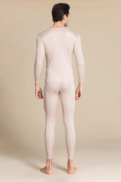 Lange Unterwäsche aus Seide für Herren, lange Unterhosen aus Maulbeerseide, Ober- und Unterteil, Thermounterwäsche-Set/Grundlagen
